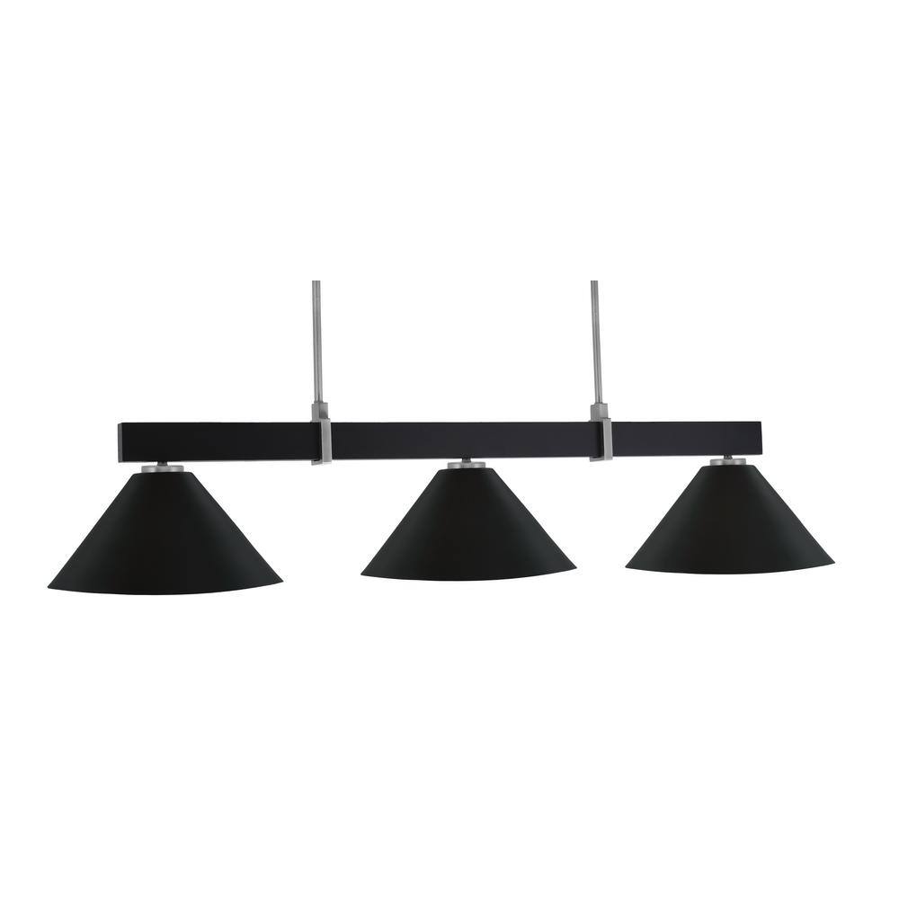 Balmore 3-Light Matte Black and Graphite Billiard Light with 14 in. Matte B