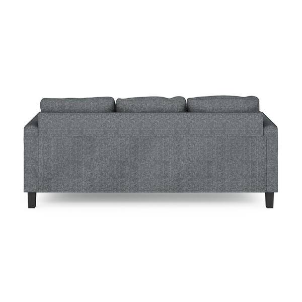 Furinno Bayonne 75 in. Square Arm 3-Seater Sofa in Gunmetal
