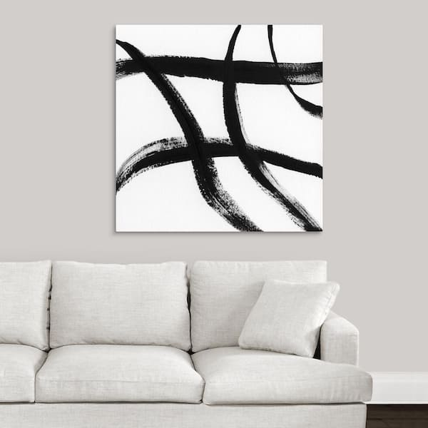 Black & white strokes 5' by Iris Lehnhardt Framed Canvas Wall Art