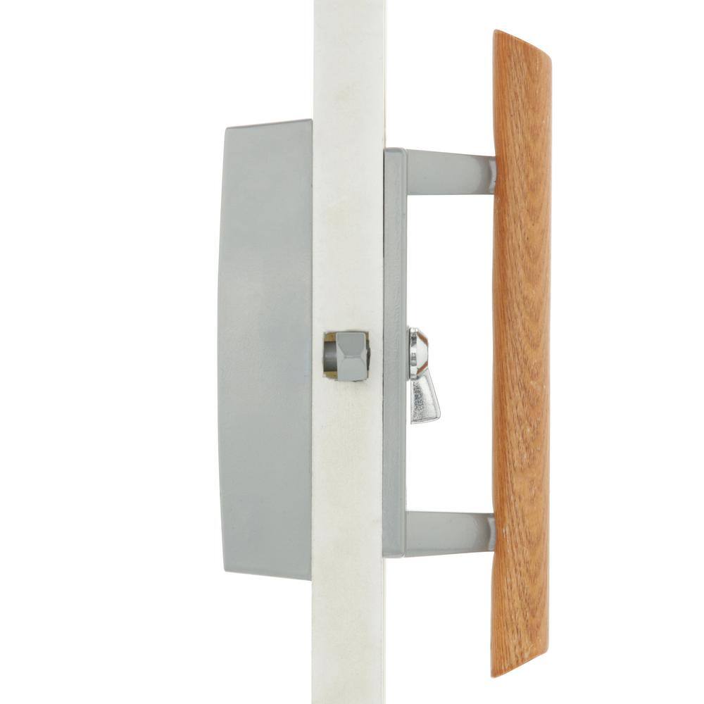 Gray Diecast Patio Door Handle Set with Wood Handle