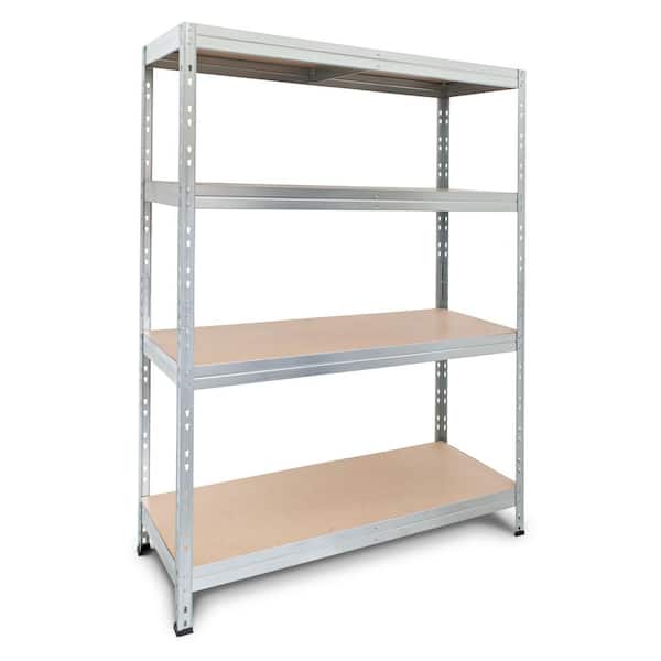 4-Tier Galvanized Steel Garage Storage Shelving Unit in Silver with HDF Racks (48 in. W x 71 in. H x 18 in. D)