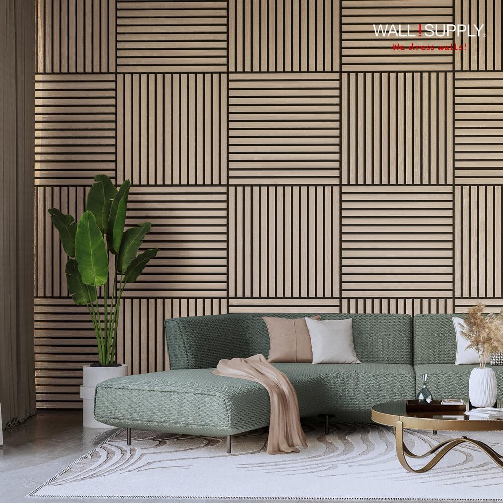Natural Oak 3D Acoustic Polystyrene Wall Panels Set of 6