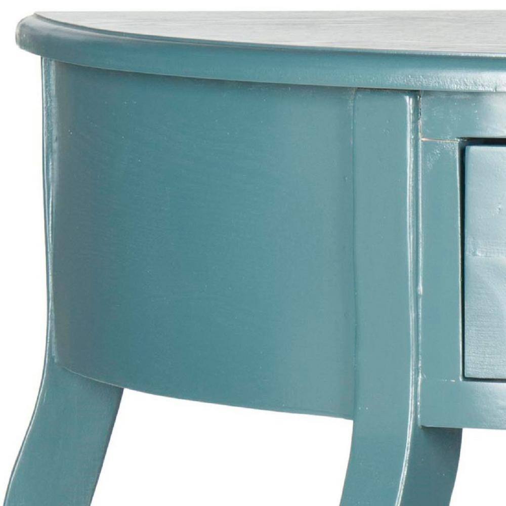 Teal Demilune Wood Console Table with Storage