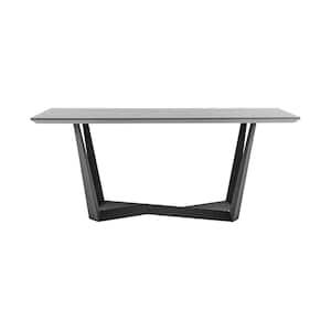 Radford 71 in. W Rectangular Light Gray Melamine Dining Table with Black Finish (Seats Up to 6)