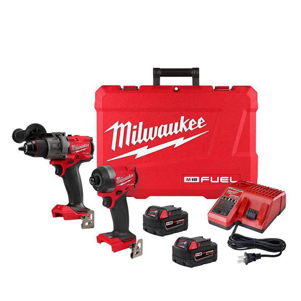 Milwaukee M18 FUEL 18V Lithium-Ion Brushless Cordless Hammer Drill and Impact Driver Combo Kit (2-Tool) with 2 Batteries 3697-22