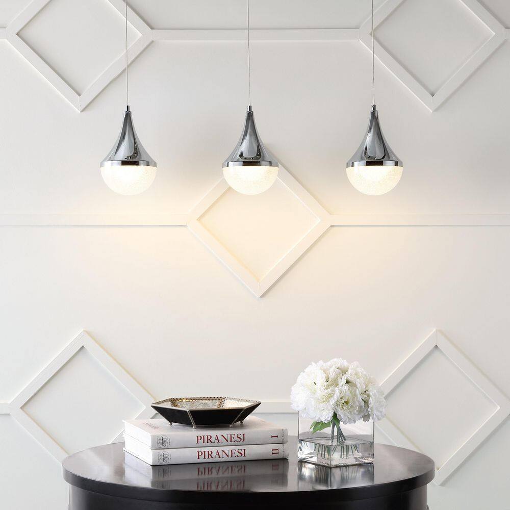 Elyse Chrome Teardrop 33" LED Linear Island Pendant
