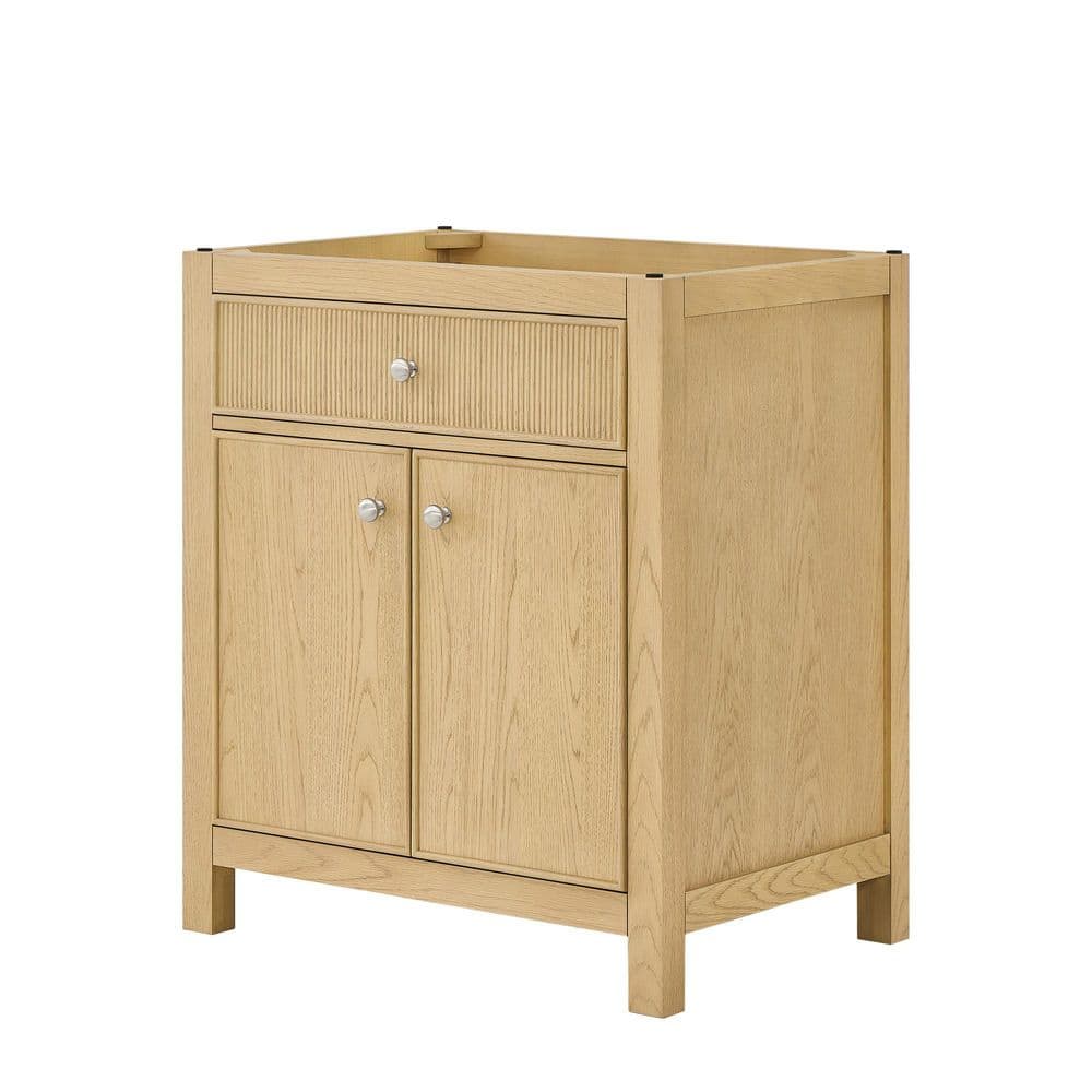 Rian 29 in. Freestanding Bath Vanity Cabinet without Top in Scandinavian Oak with Brushed Nickel Trim