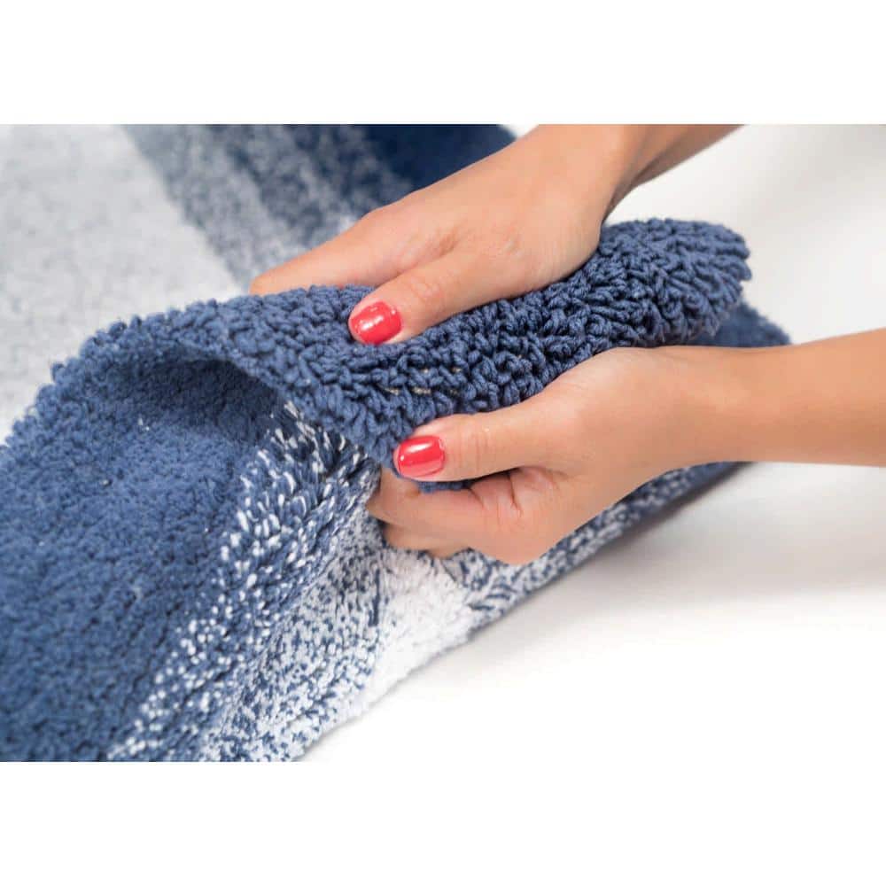 Whitney Ombre Blue Cotton Reversible Bath Rug Set