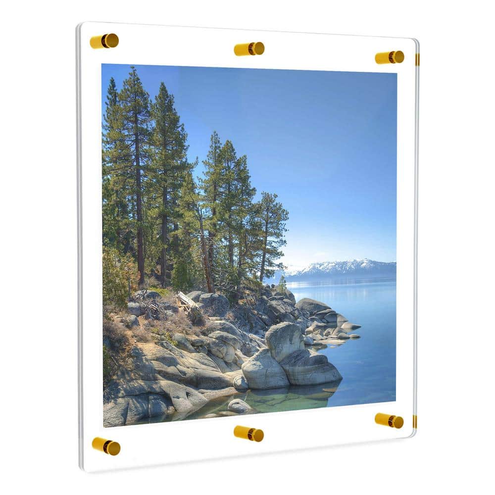 Gold Acrylic Floating Frameless Wall Frame 40x40 for Certificates