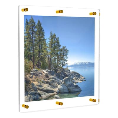 40 in. x 40 in. Square Double Acrylic Picture Frame with Gold Wall Mounted Magnet Best for 36 in. x 36 in. Art Size