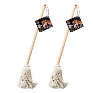 16 in. Wooden Handle BBQ - Grill Basting Mop with Cotton Head (2-Pack)