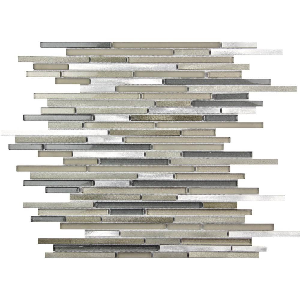 Apollo Tile 5 pack 11.8-in x 11.8-in Gray Quartz and Glass Mosaic Tile  (4.83 Sq ft/case) - Bed Bath & Beyond - 35401628