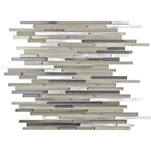 Waterfall Grey and Beige 11.8 in. x 11.8 in. Polished and Honed Glass Mosaic Tile (4.83 sq. ft./Case)