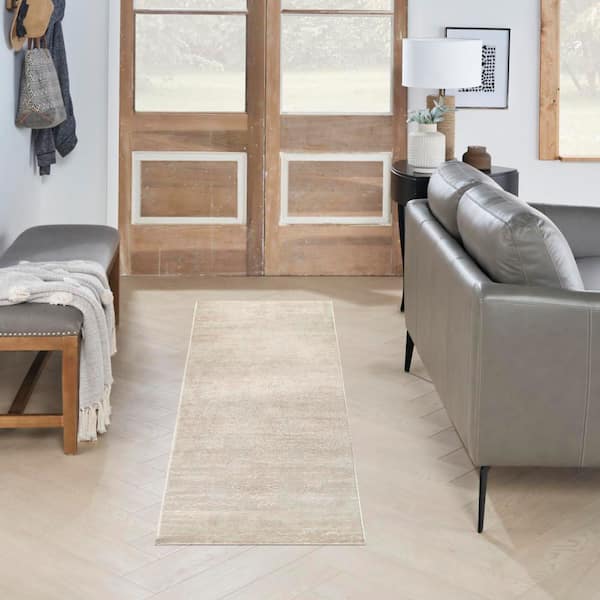Serenity Home Ivory 2 ft. x 6 ft. Abstract Contemporary Runner Area Rug