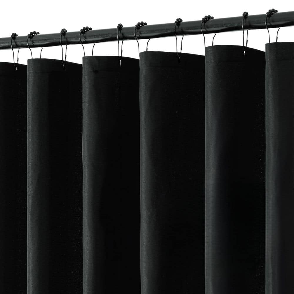 72 in. W x 108 in. L Waterproof Polyester Shower Curtain in Black with 12 Metal Hooks for Bathroom Bathtub price history on PriceWatchPro