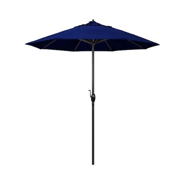 California Umbrella 7.5 ft. Bronze Aluminum Market Auto-Tilt Crank Lift ...