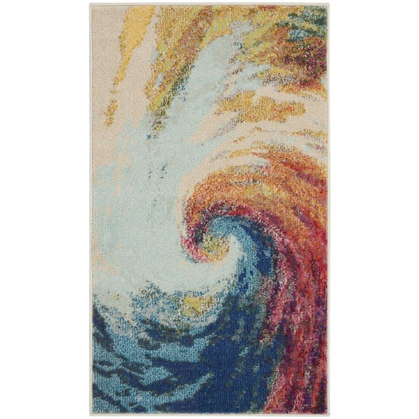 HomeRoots Wave 2 ft. x 4 ft. Abstract Area Rug