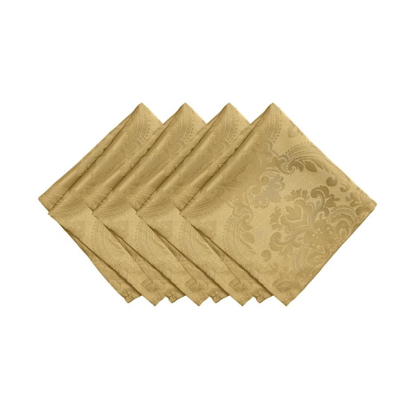 Caiden Elegance Damask Napkin, set of 4, Gold - 17"W x 17"L