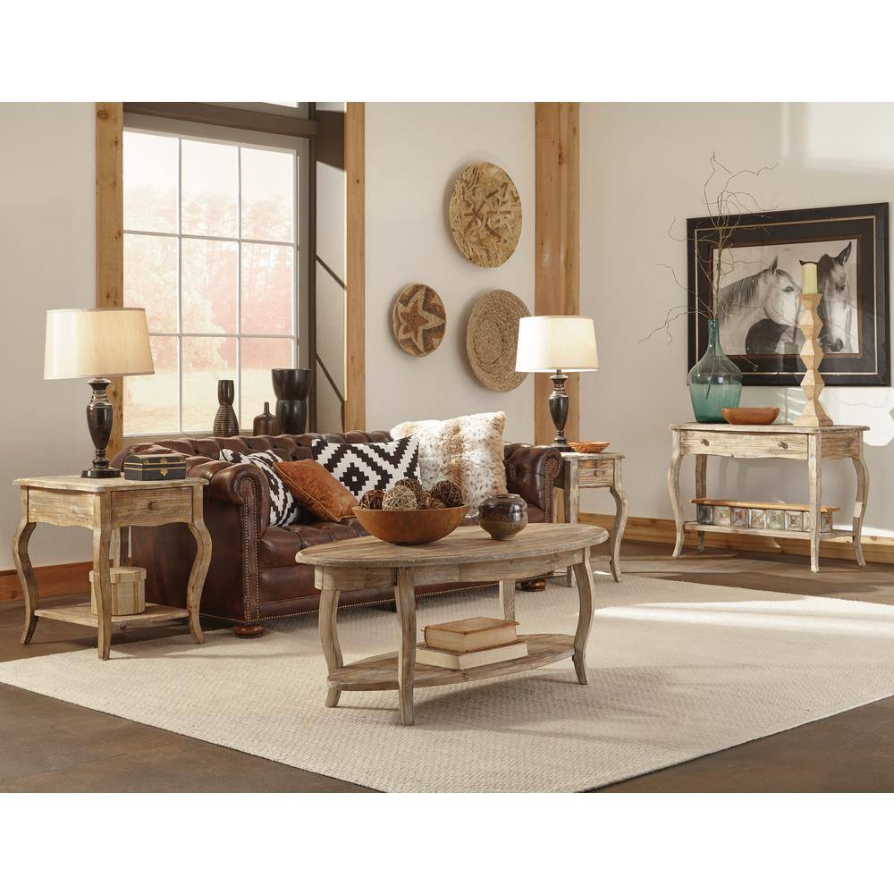 Curved Reclaimed Wood Console Table with Drawer - Driftwood Finish