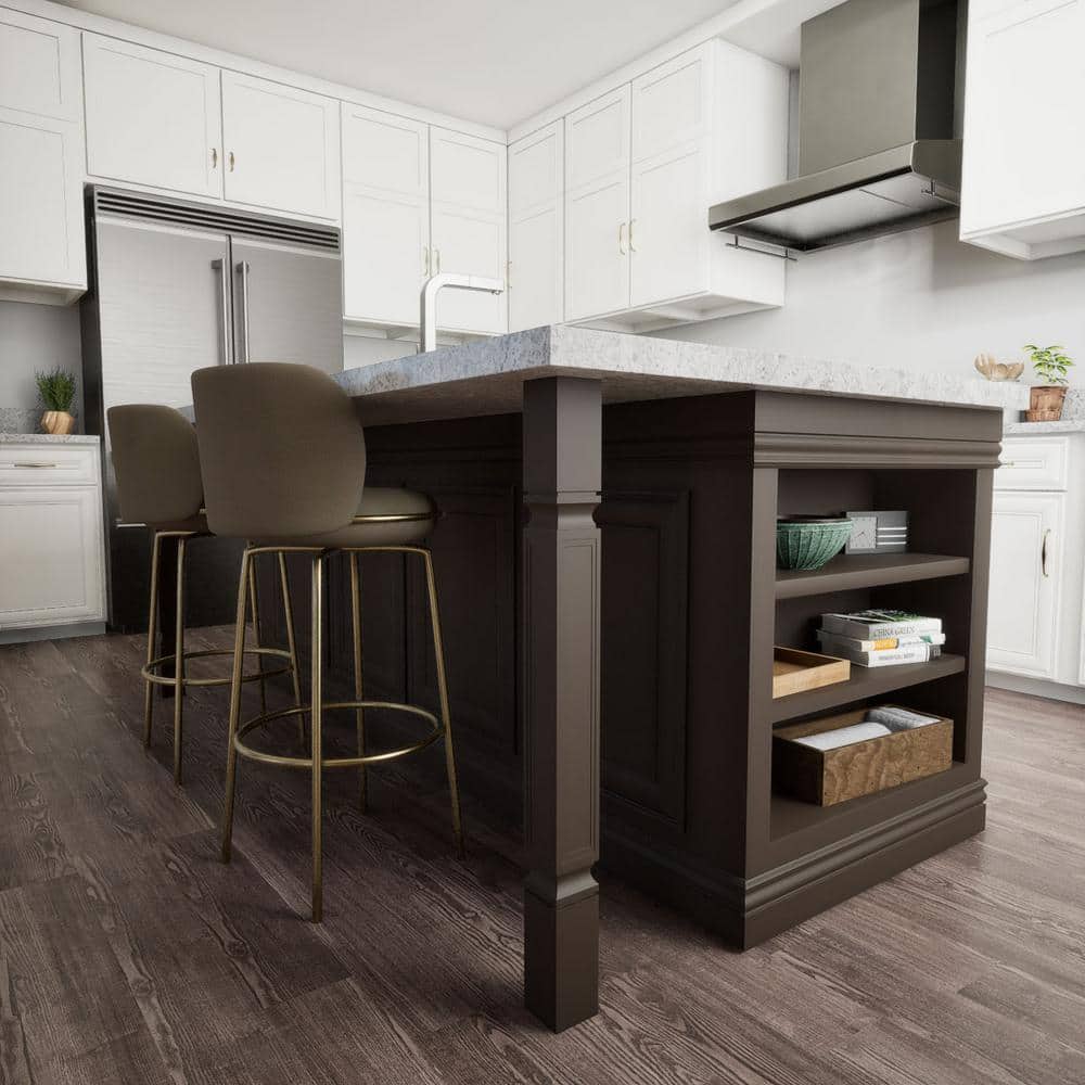 Kent 35.5" Beige Rubberwood Raised Panel Cabinet Column