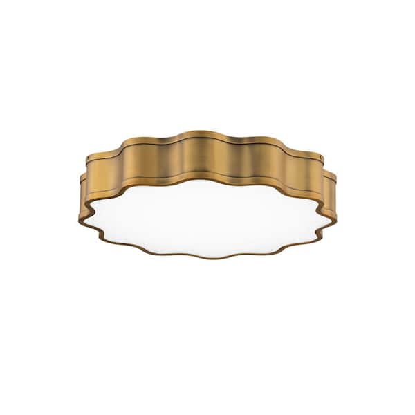 Vaughan 20 in. 1-Light Aged Brass 3000K Integrated LED Flush Mount