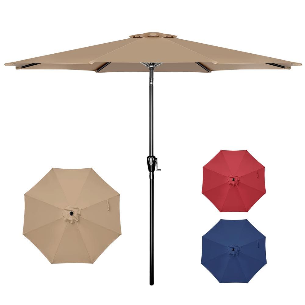 10 ft. Steel Outdoor Market Tilt Patio Umbrella in Tan