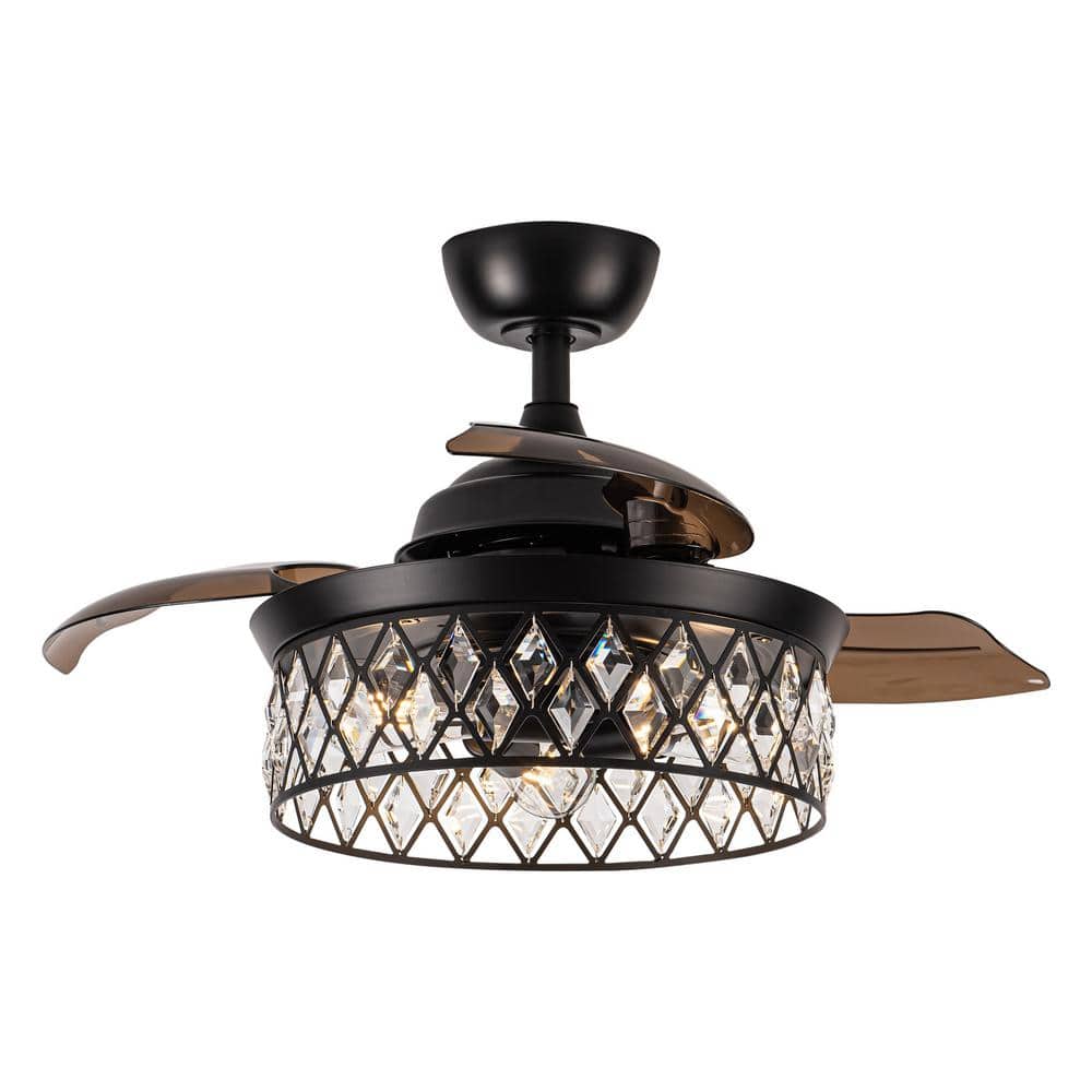 matrix decor 35.83 in Indoor Matte Black Ceiling Fan with Remote and Retractable Blades Included