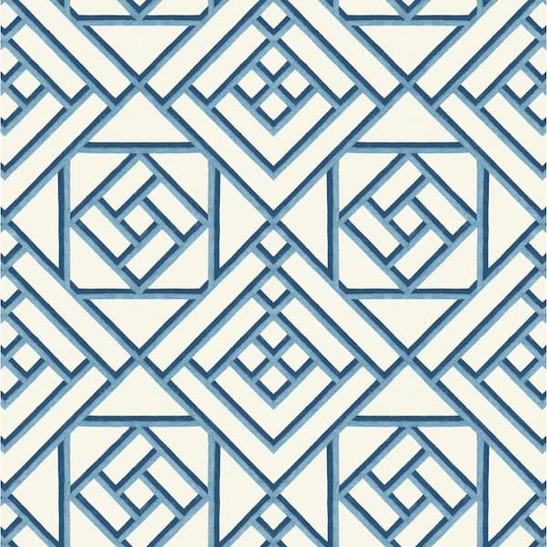 Latticework Wedgewood Blue Vinyl Peel and Stick Wallpaper Roll (Covers 30.75 sq. ft.)