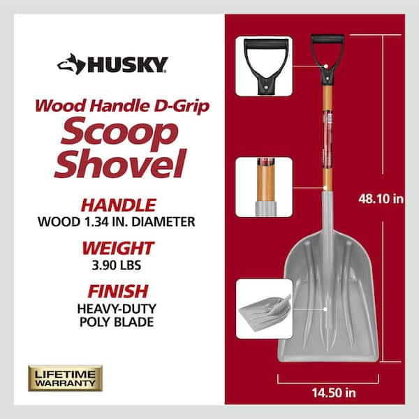 31 in. Wood Handle D-Grip Plastic Scoop Shovel