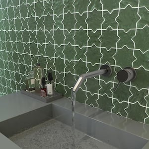 Karma Green 8.34 in. x 8.34 in. Star Cross Polished Glass Mosaic Wall Tile (0.48 sq. ft./each)