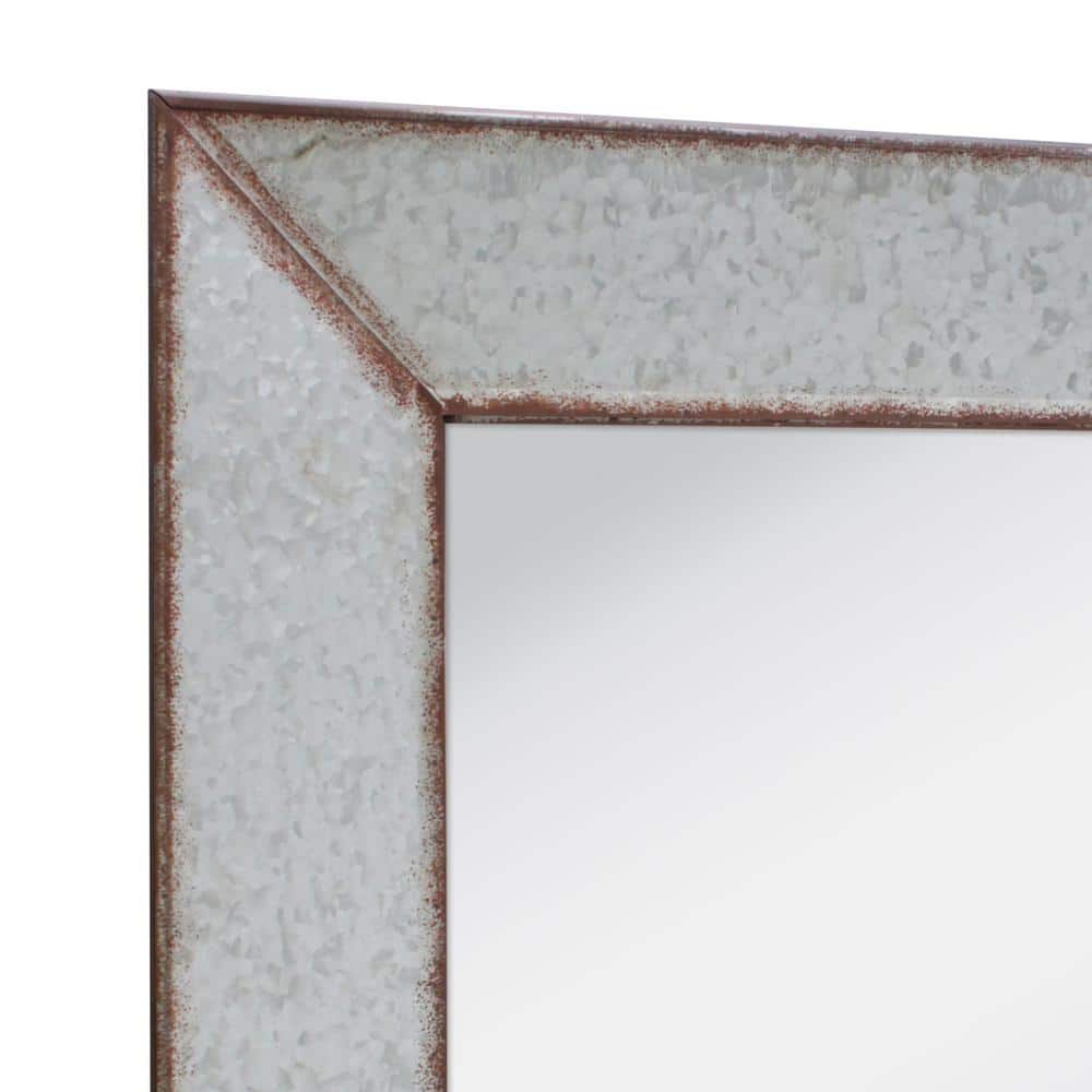 Rustic Rectangular Galvanized Metal Wall Mirror, 31.5" x 25.2"