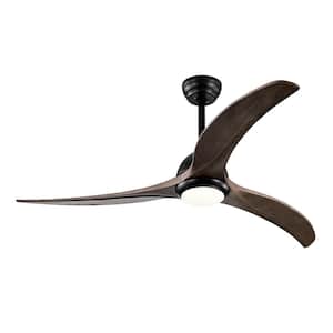 52 in. Indoor Matte Black Ceiling Fan Noiseless Reversible Motor with Lights Remote Control