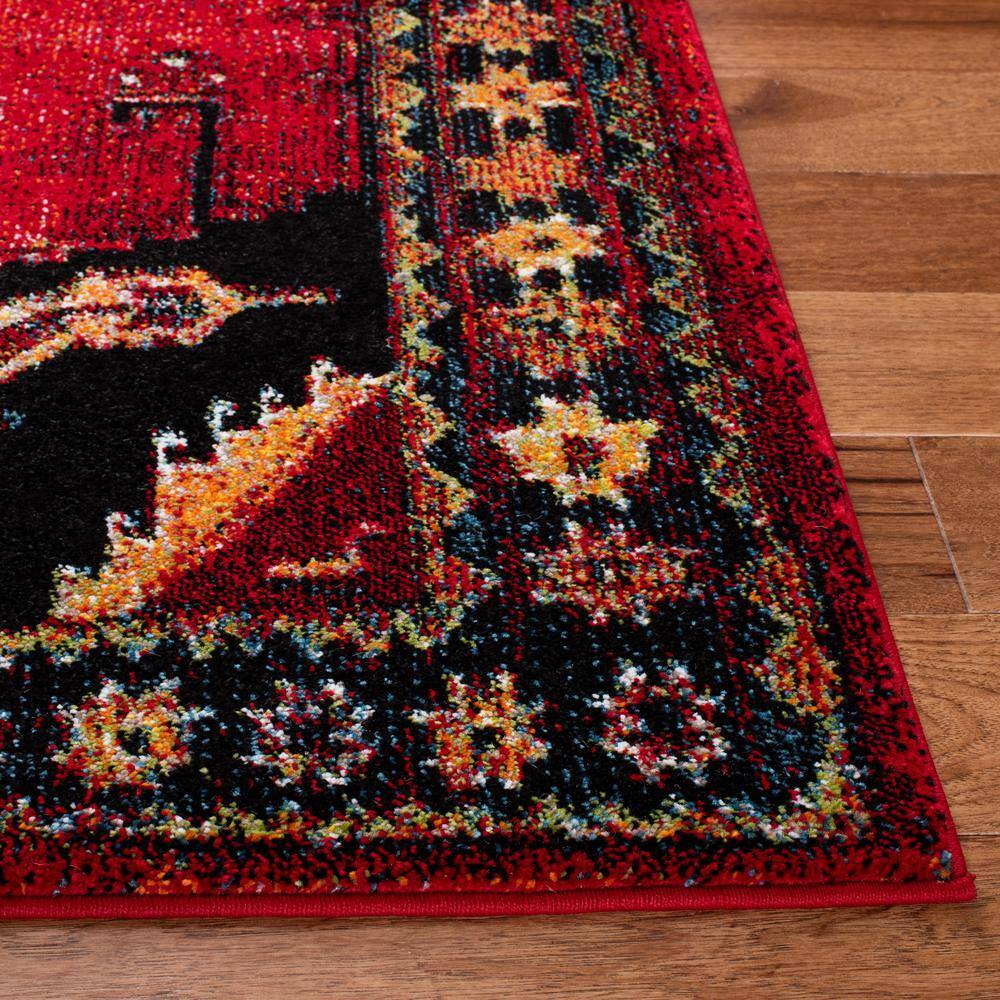 Vintage Red and Black Synthetic Hand-knotted Area Rug