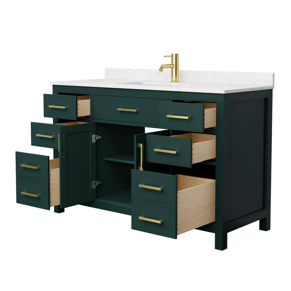 Beckett 54" Green Freestanding Single Bathroom Vanity with Marble Top