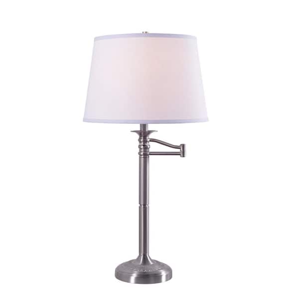 Manor Brook Reading 29 In Brushed, 3 Way Table Lamps Home Depot