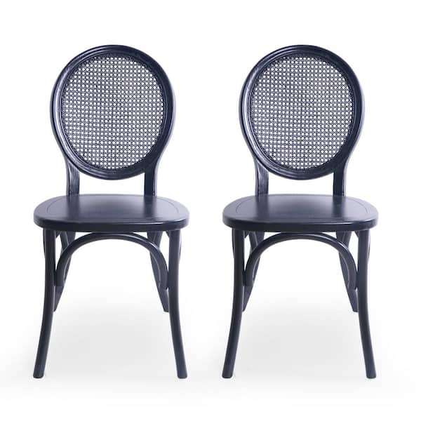 Noble House Chrystie Matte Black Wood Dining Chair (Set of 2)