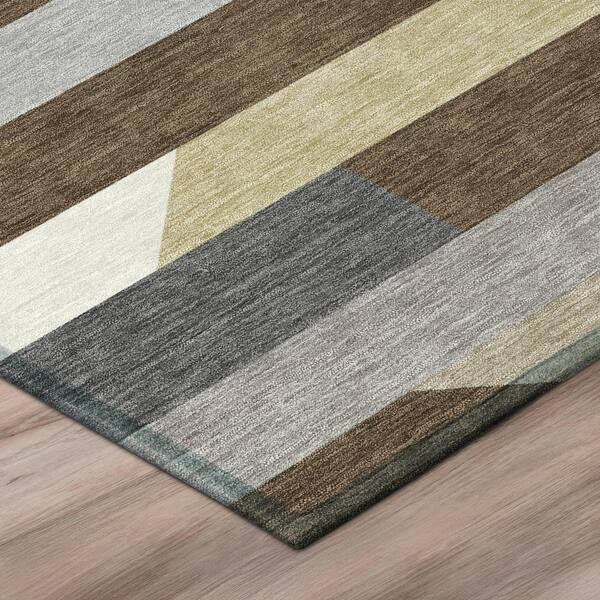 Chantille Machine Washable Indoor/Outdoor Abstract ACN3113 Chocolate 10 ft. x 14 ft. Area Rug