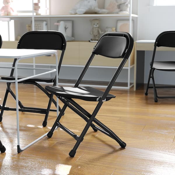 Carnegy Avenue Black Kids Plastic Folding Chairs (Set of 10) CGA-Y