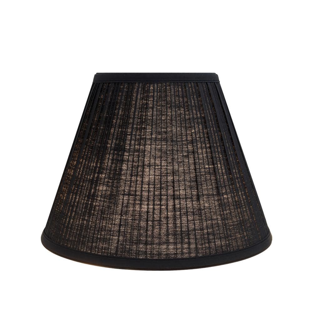 Black Pleated Tetoron Cotton Empire Lamp Shade, 10" Wide