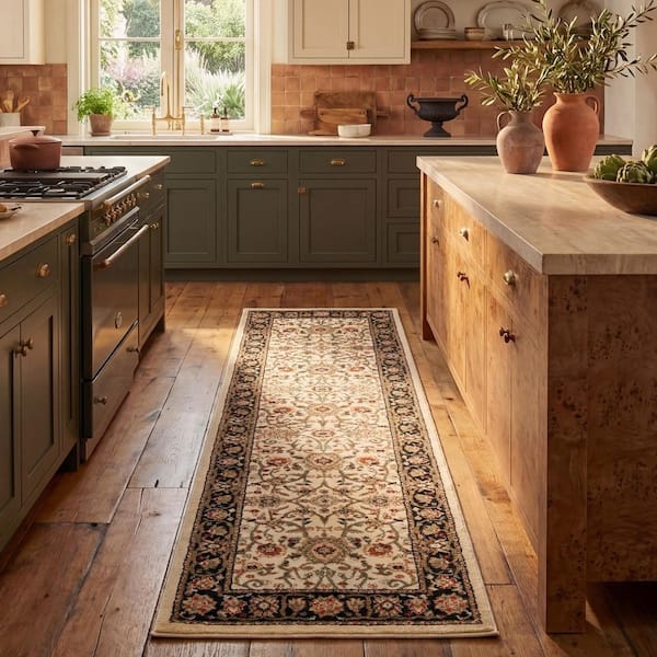 Lyndhurst Ivory/Black 2 ft. x 8 ft. Border Runner Rug