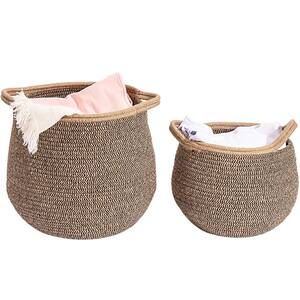 Modern Brown Cotton Linen Basket (Set of 2)( 10-Pieces a Carton)