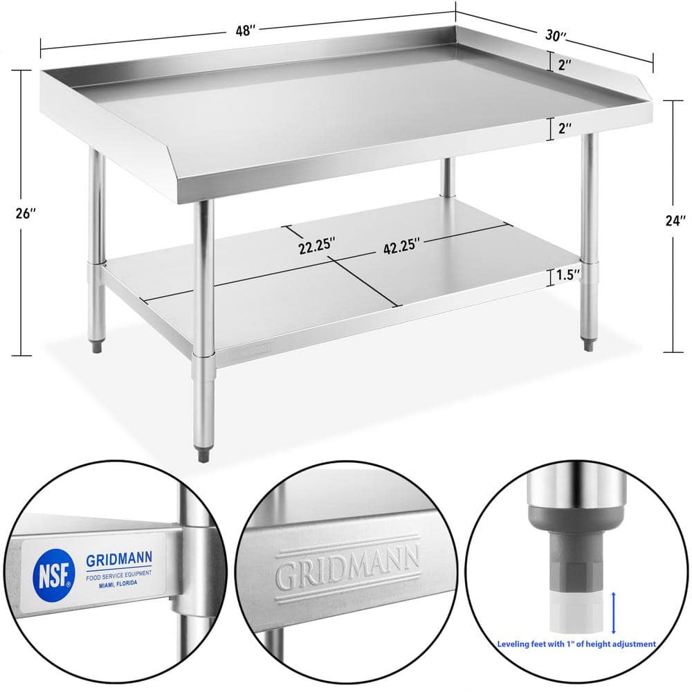 48" Stainless Steel Commercial Kitchen Utility Table with Undershelf