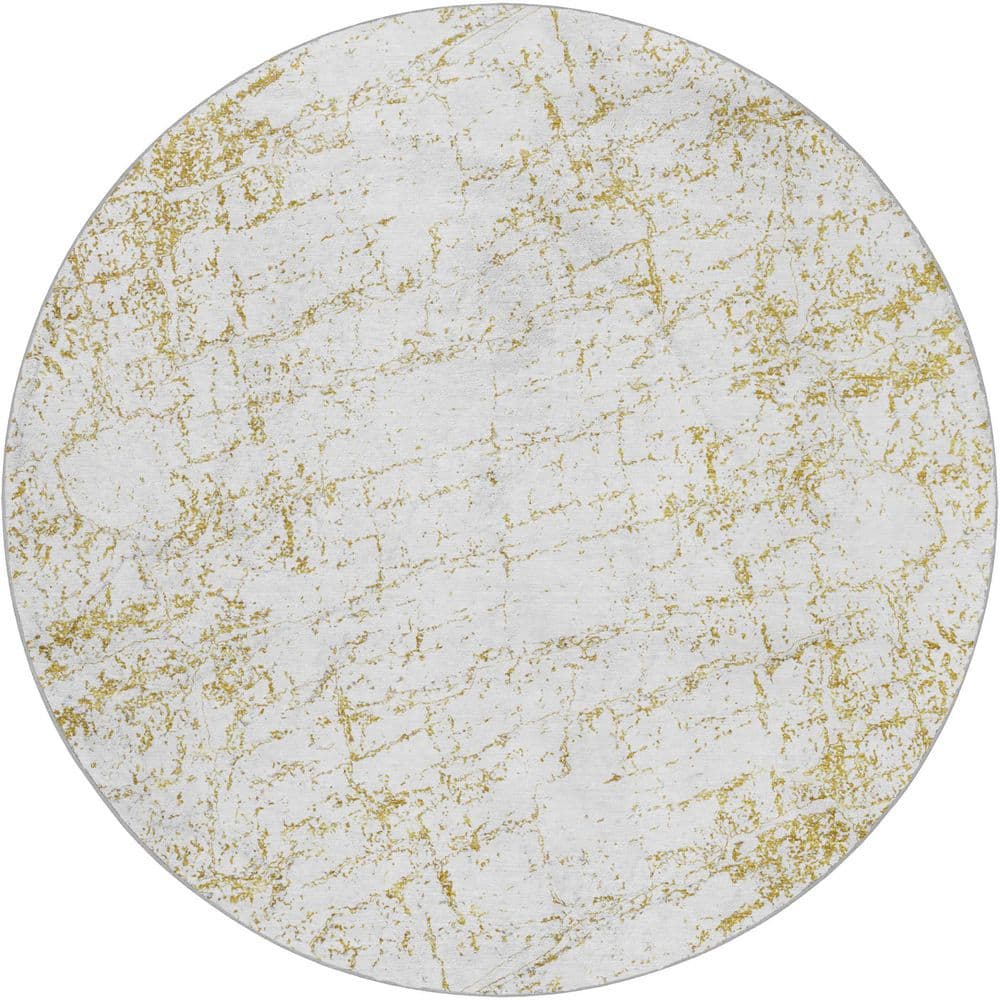 Dream Shag Premium Machine Washable Abstract ADS606 Gold 8 ft. x 8 ft. Round Rug price history on PriceWatchPro