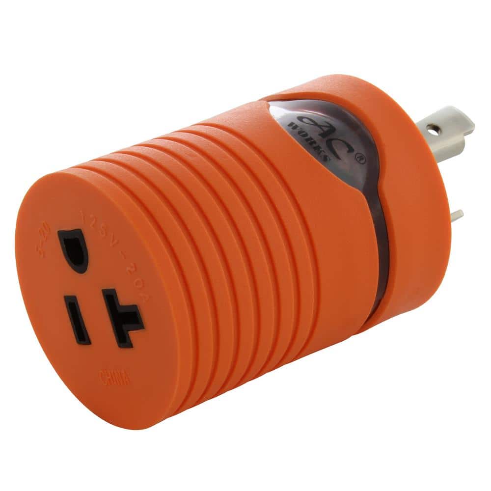 sexo Creta probable AC WORKS Adapter 20A 125V L5-20P Male Plug To 5-15/20R 15/20A T-blade  Female Connector ADL520520 - The Home Depot