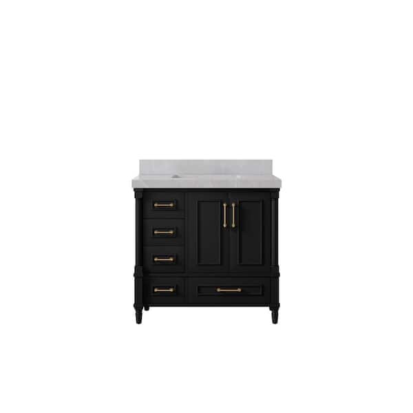 Willow Collections Hudson 36 in. W x 22 in. D x 36 in. H Single Sink Bath Vanity Center in Black with 2 in. Pearl Gray Top
