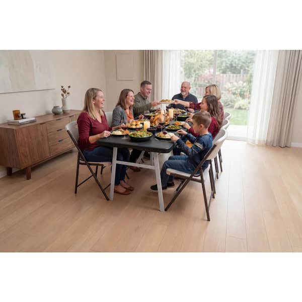 HDX 8 ft. Black Resin Top Indoor/Outdoor Rectangular Folding