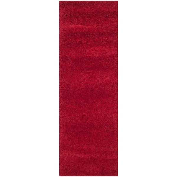 SAFAVIEH Milan Shag Red 2 ft. x 6 ft. Solid Flokati Runner Rug