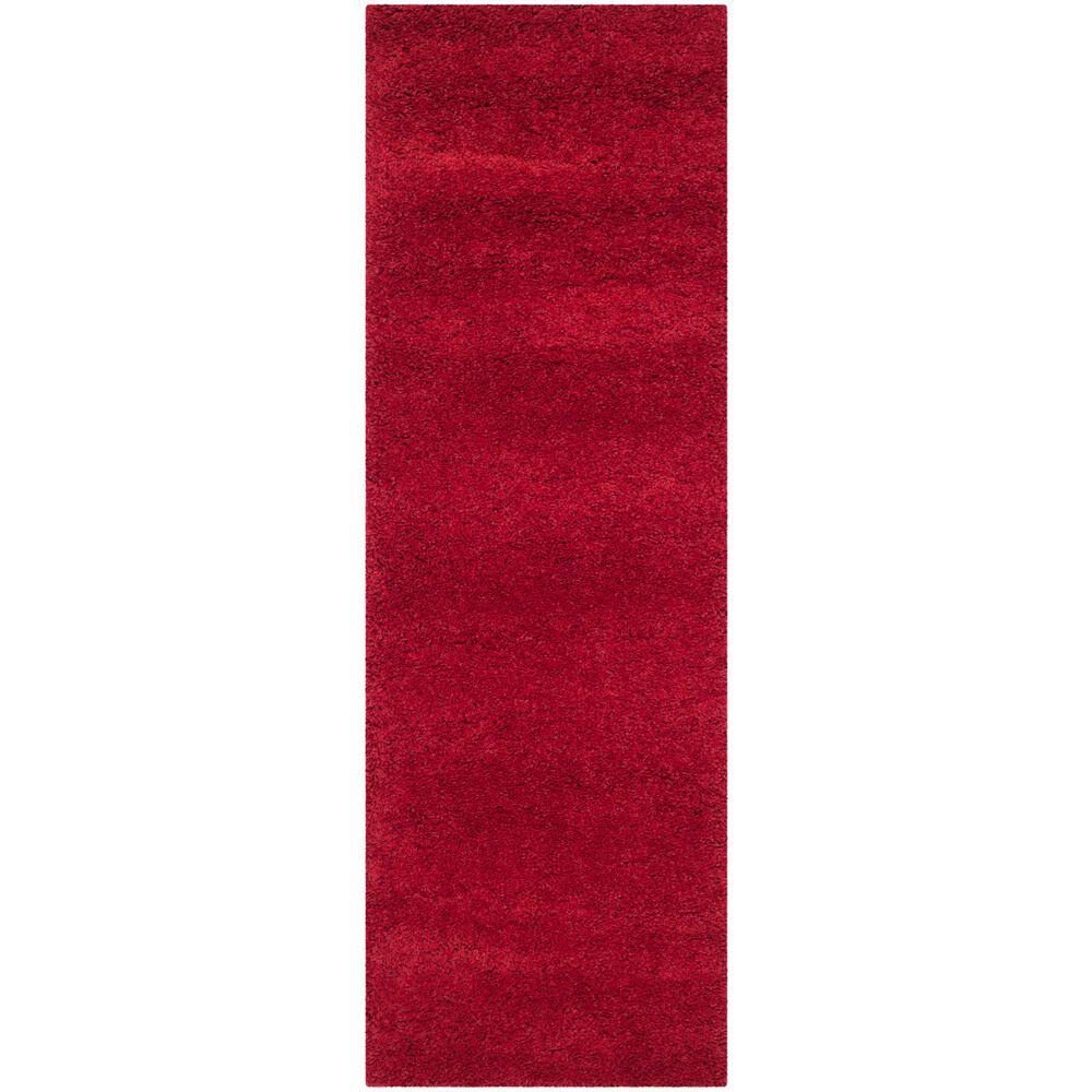 SAFAVIEH Milan Shag 2 ft. x 8 ft. Red Solid Runner Rug SG180-4040-28 ...