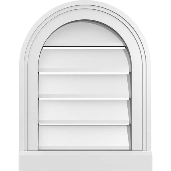 Ekena Millwork 14 in. x 18 in. Round White PVC Paintable Gable Louver Vent Functional