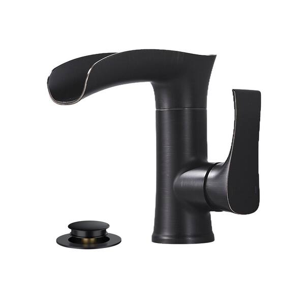 FORIOUS Oil Rubbed Bronze Bathroom Faucet Single Hole, ORB Waterfall Faucet for Bathroom Sink 1 Hole, Antique Brass Bathroom Faucet with Me 並行輸入品 FORIOUS Vessel Sink Faucet Oil Rubbed Bronze 11\" Tall Bathroom